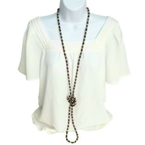 ⚠️SALE⚠️ Versatile Metallic Faux Pearl Semi Heavy Weighted Statement Necklace